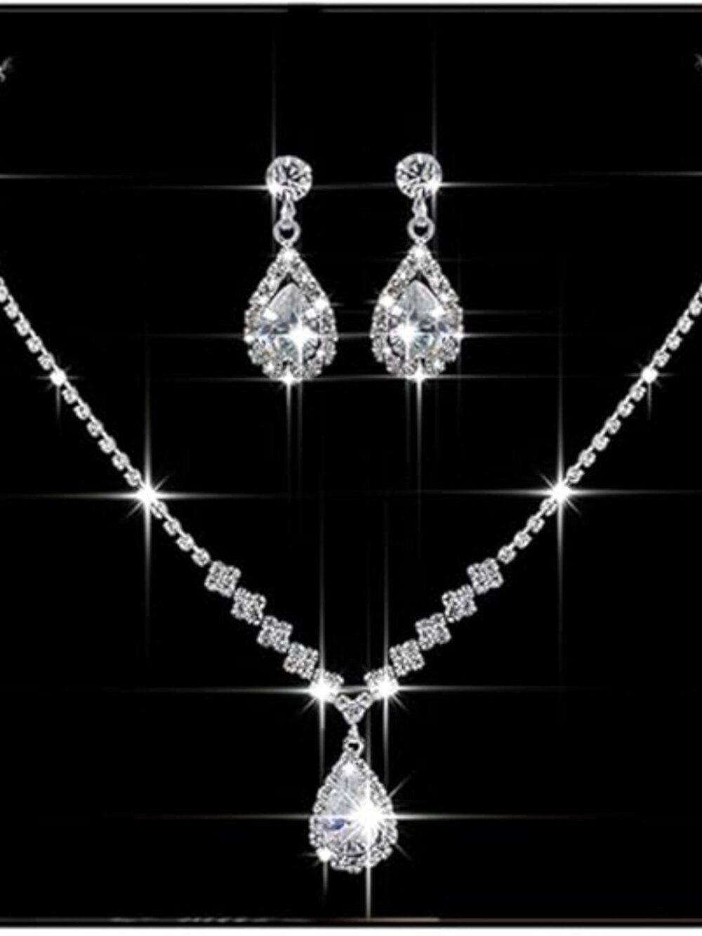 Bridal Crystal & Rhinestone Choker Necklace & Earrings Set (3-Pc)
